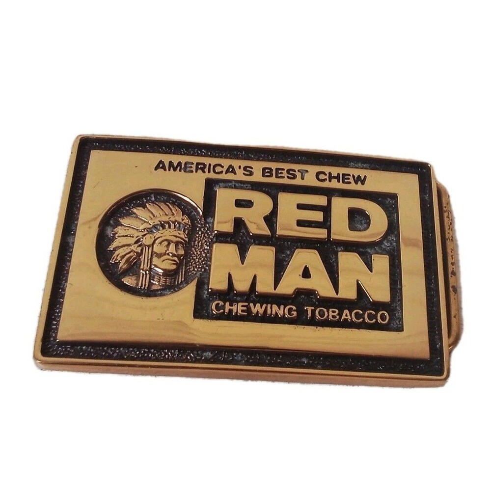 Red Man Vintage 1983 Belt Buckle 100% Brass  Made In The USA